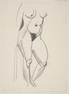 Mujer desnuda de pie, vuelta hacia la derecha, con un drapeado en la mano de Vilhelm Lundstrøm
