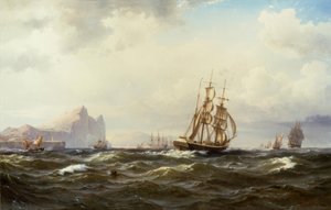 Barcos en el estrecho de Gibraltar de Vilhelm Melbye