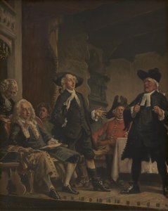 Holberg presenciando un ensayo de Erasmus Montanus