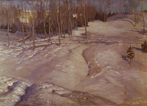 Paisaje de invierno. Tarde de marzo de Vilhelms Purvitis