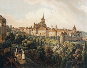 Vista de Praga desde el Belvedere por Vincent Morstadt (acuarela) de Vincenc Morstadt