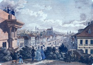 Mercado de caballos en la Plaza Wenceslao, Praga, 1835 de Vincenc and Geissler, F. Morstadt