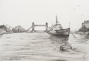 HMS Belfast en el río Támesis, Londres, 2006 de Vincent Alexander Booth