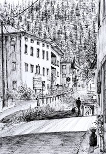 Calle principal en Dont, Italia