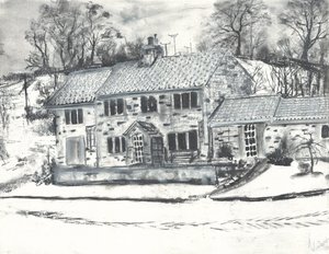Edificios de Osmotherley en la nieve invernal de Vincent Alexander Booth