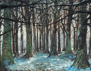 Ciervo y corredor en Lyme Park, 2016 de Vincent Alexander Booth