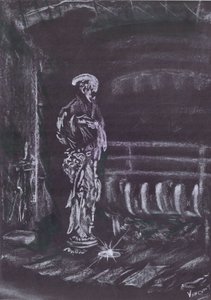 Estatua junto a la chimenea a la luz de las velas de Vincent Alexander Booth