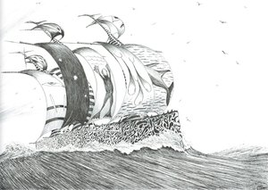 Storm Creators Cape Henlopen, 2024 (tinta y lápiz sobre papel) de Vincent Alexander Booth