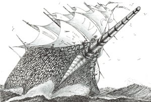 Creadores de tormentas Estrecho de Wellington, 2023 (tinta y lápiz sobre papel) de Vincent Alexander Booth