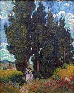 Cipreses con dos figuras, 1889-1890 de Vincent van Gogh