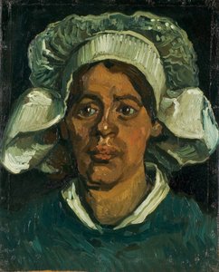 Cabeza de una campesina con capucha blanca, 1884-1885