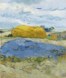 Montón de trigo bajo un cielo nublado, Auvers-sur-Oise, 1889 de Vincent van Gogh