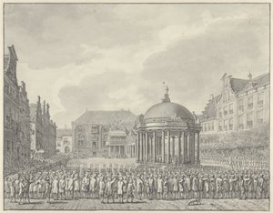 Juramento de las Regulaciones Gubernamentales sobre Grote Markt en Haarlem, 5 de septiembre de 1787 de Vincent Jansz. van der Vinne (signed by artist)