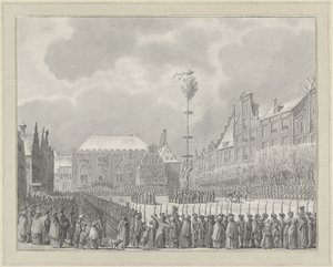 Abolición de la Stadtholdership en Grote Markt en Haarlem, 1795 de Vincent Jansz. van der Vinne