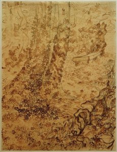 Árboles con hiedra en el jardín del sanatorio de Vincent van Gogh