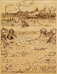 Vista de Arles sobre los campos de trigo de Vincent van Gogh