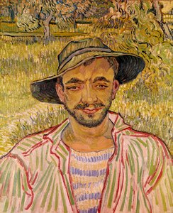 Busto de campesino con sombrero de paja. Pintura de Vincent Van Gogh (1853-1890) 1889. Galleria Nazionale d