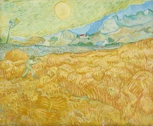 La cosecha, campo de trigo con segador