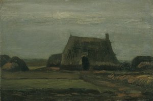 Granja con pilas de turba de Vincent van Gogh