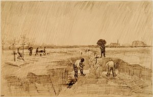 Cementerio bajo la lluvia de Vincent van Gogh