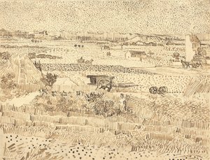 Cosecha--La Llanura de La Crau, 1888 de Vincent van Gogh