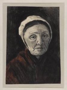 Cabeza de una anciana con gorra de Scheveninger, 1882-83