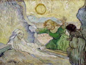 ""La resurrección de Lázaro"" (La resurrección de Lázaro (después de Rembrandt)) Pintura de Vincent van Gogh (1853-1890) después de Rembrandt de Vincent van Gogh