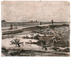 Paisaje con troncos de turbera (Trabajos en el campo) de Vincent van Gogh