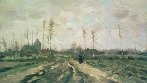 Paisaje con una iglesia y casas, Nuenen, 1885 de Vincent van Gogh