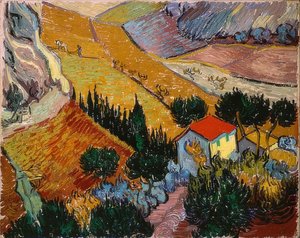 Paisaje con casa y labrador, 1889 de Vincent van Gogh