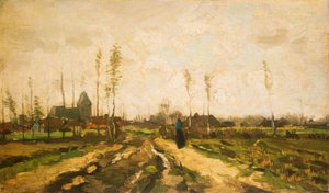 Paisaje con iglesia y casas de Vincent van Gogh