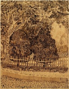 Parque con valla de Vincent van Gogh