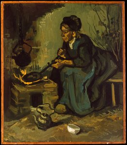Campesina cocinando junto a una chimenea de Vincent van Gogh