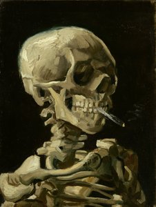 Cráneo de un esqueleto con cigarrillo encendido, c.1886 (óleo sobre lienzo) de Vincent van Gogh