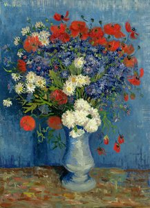 Naturaleza muerta: Jarrón con acianos y amapolas, 1887