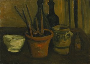 Naturaleza muerta con pinceles en una maceta, 1884 de Vincent van Gogh