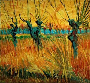 Sauces al atardecer de Vincent van Gogh
