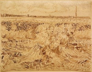 Campo de trigo con gavilla de Vincent van Gogh