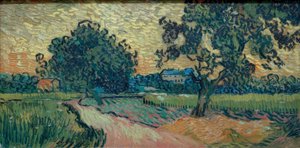 Dos perales y el castillo de Auvers (Paisaje en la de Vincent van Gogh