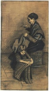 Sien sentada en una cesta con una niña F1072 Vincent van Gogh