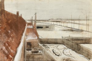 Vista desde la ventana del estudio de Vincent en invierno II (1883) de Vincent van Gogh