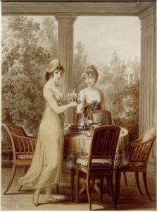 Dos damas en el pabellón de Vincenz Georg Kininger