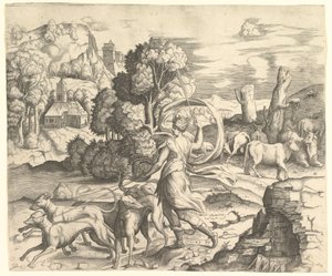 Diana la Cazadora en un Paisaje, ca. 1530-1542 de Vincenzo Caccianemici