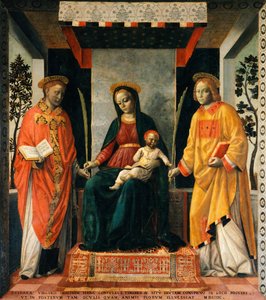 Madonna y Niño entre San Faustino y San Jovita, por Vincenzo Foppa de Vincenzo Foppa