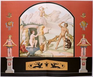 Acteón descubre a la diosa Diana en su baño, reconstrucción de un fresco en la Casa de Salustio en Pompeya