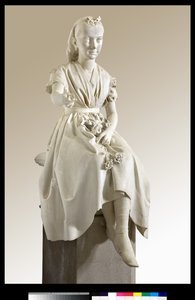 Retrato de la Marquesa Virginia Busti Porro como una niña o joven dama ofreciendo una flor de Vincenzo Vela