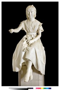 Retrato de la Marquesa Virginia Busti Porro como una niña o joven dama ofreciendo una flor de Vincenzo Vela