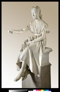 Retrato de la Marquesa Virginia Busti Porro como una niña o joven ofreciendo una flor de Vincenzo Vela