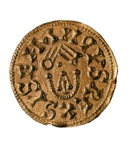 Tremissis (o triens) del Rey Sisenando, acuñado en Tarraco, España, siglo VII (moneda) de Visigothic