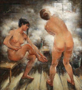 En un baño de vapor ruso, 1918 de Vitali Gavrilovich Tikhov